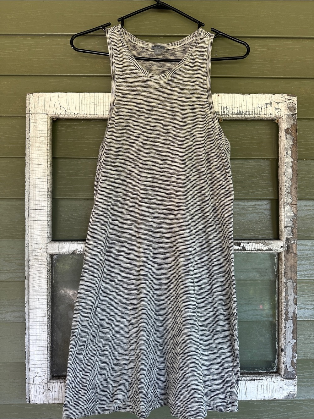 aerie Gray Striped Sleeveless Midi Dress